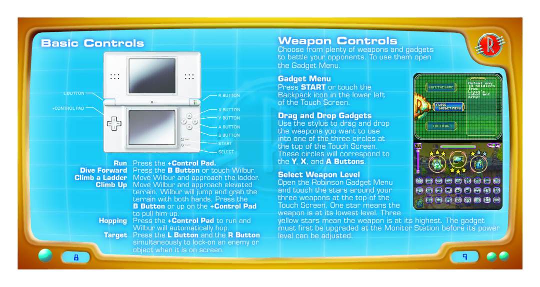 Disney Interactive Studios Meet the Robinsons: Robinson Industries for Nintendo DS manual Basic Controls, Weapon Controls 