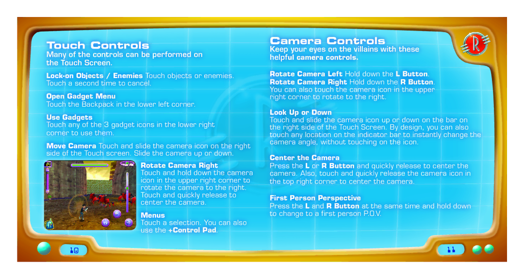 Disney Interactive Studios Meet the Robinsons: Robinson Industries for Nintendo DS manual Touch Controls, Camera Controls 