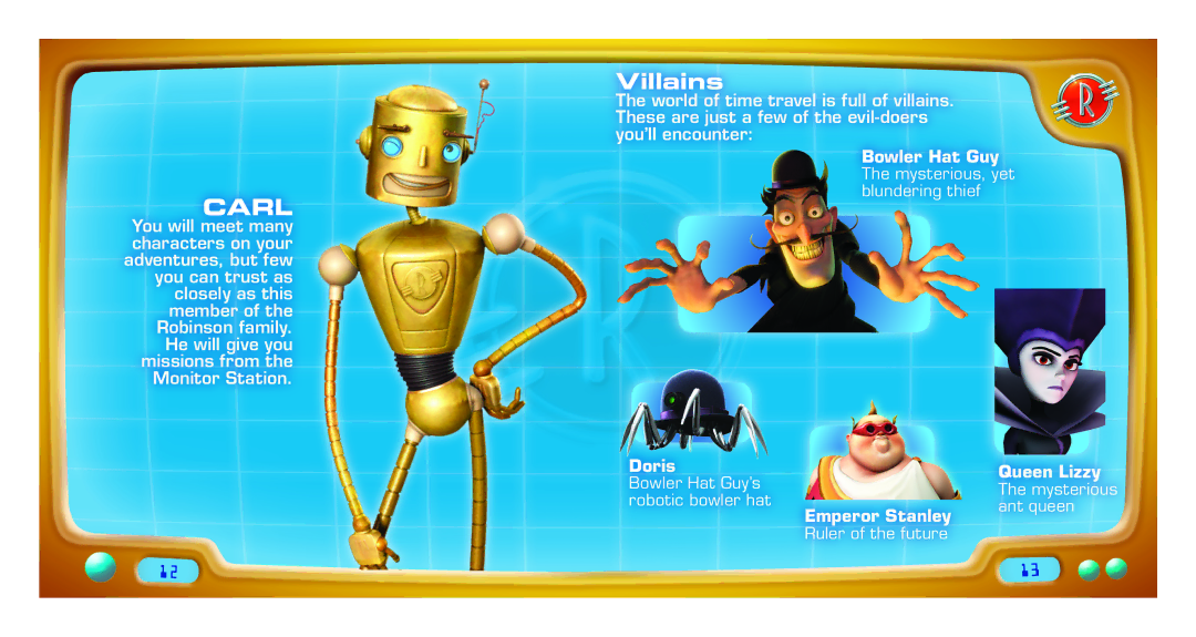 Disney Interactive Studios Meet the Robinsons: Robinson Industries for Nintendo DS manual Carl, Villains 