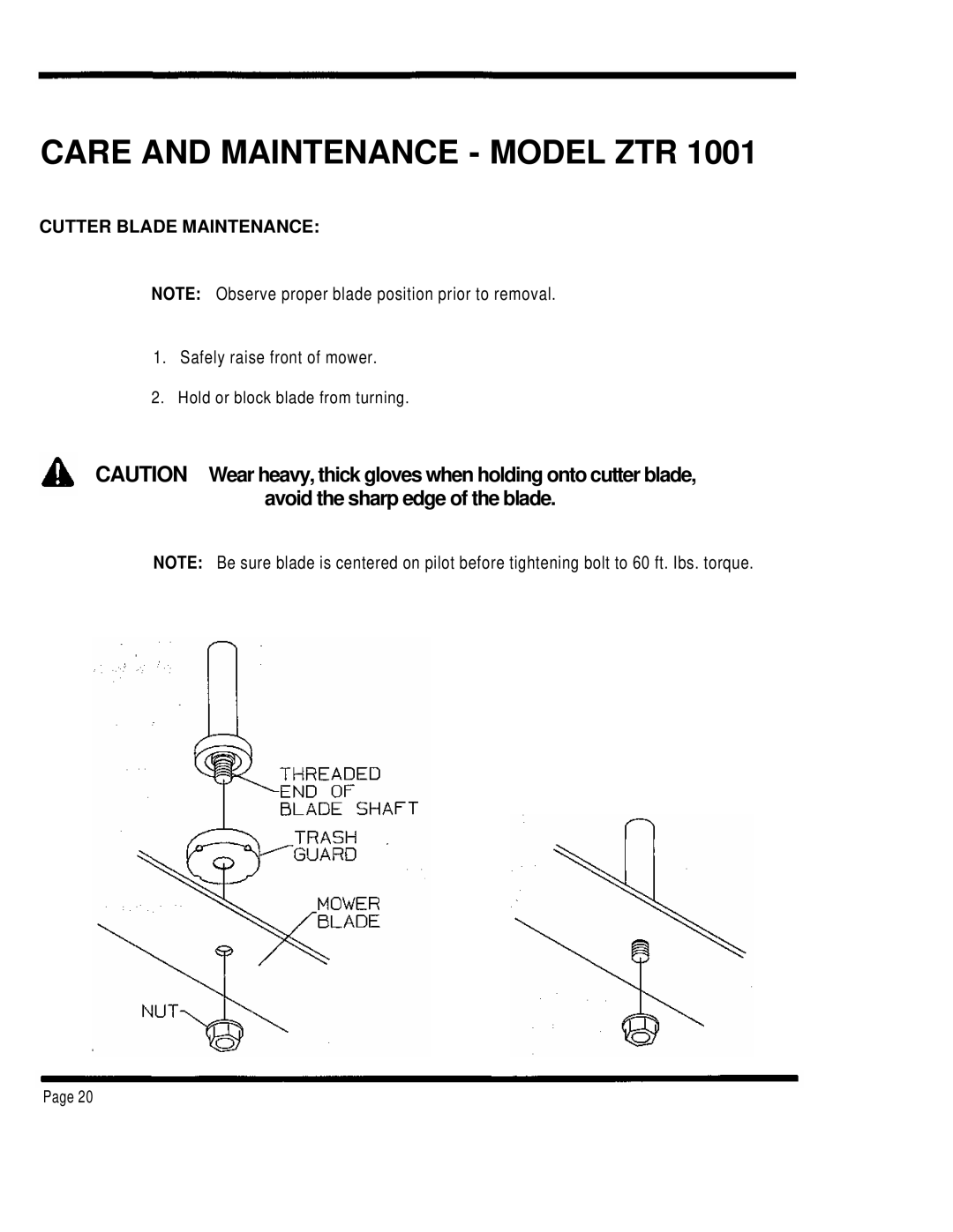 Dixon 1001 manual Cutter Blade Maintenance 