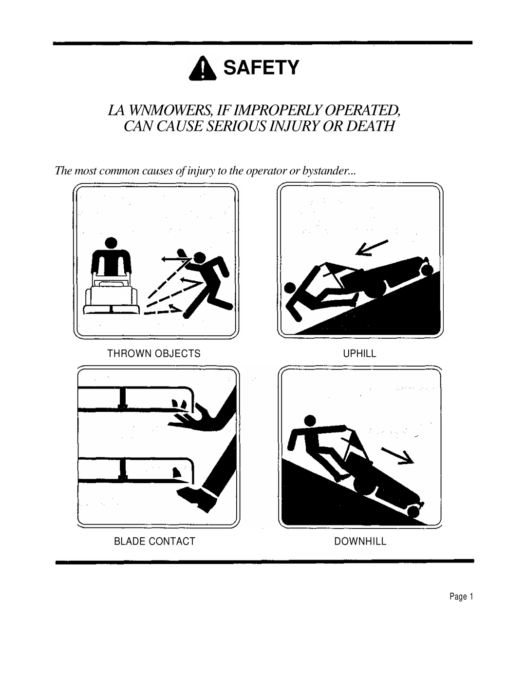 Dixon 1001 manual Safety 