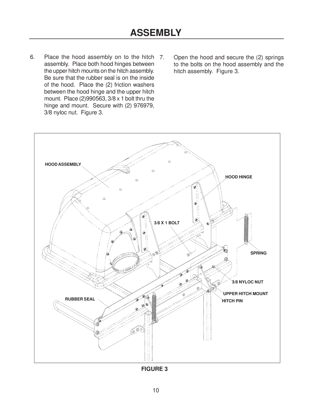 Dixon 114863 - DCK3 manual Hood Assembly Hood Hinge 