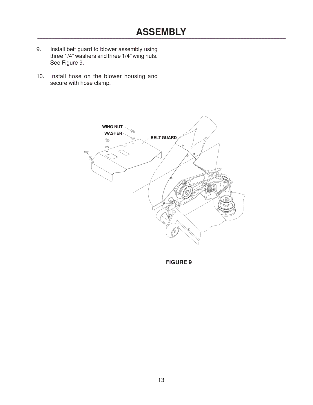 Dixon 114863 - DCK3 manual Wing NUT Washer Belt Guard 