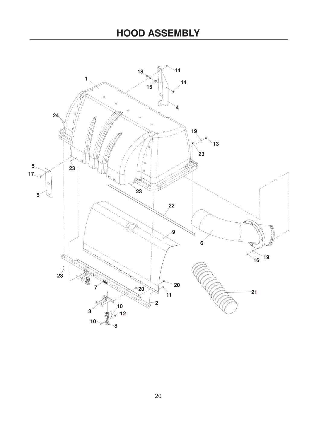 Dixon 114863 - DCK3 manual Hood Assembly 