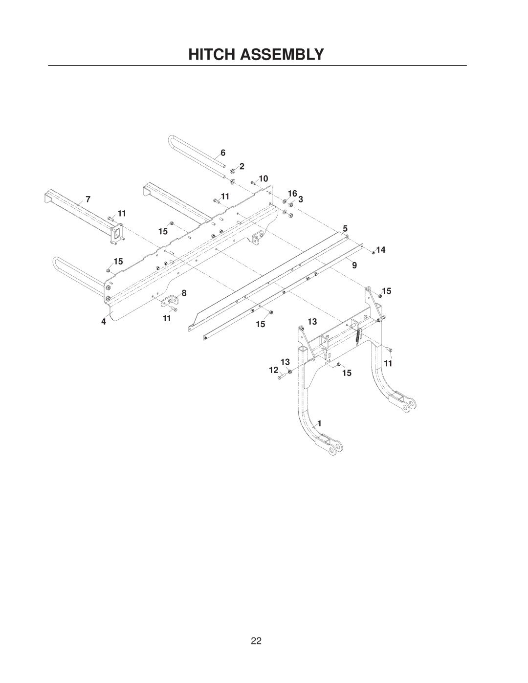 Dixon 114863 - DCK3 manual Hitch Assembly 