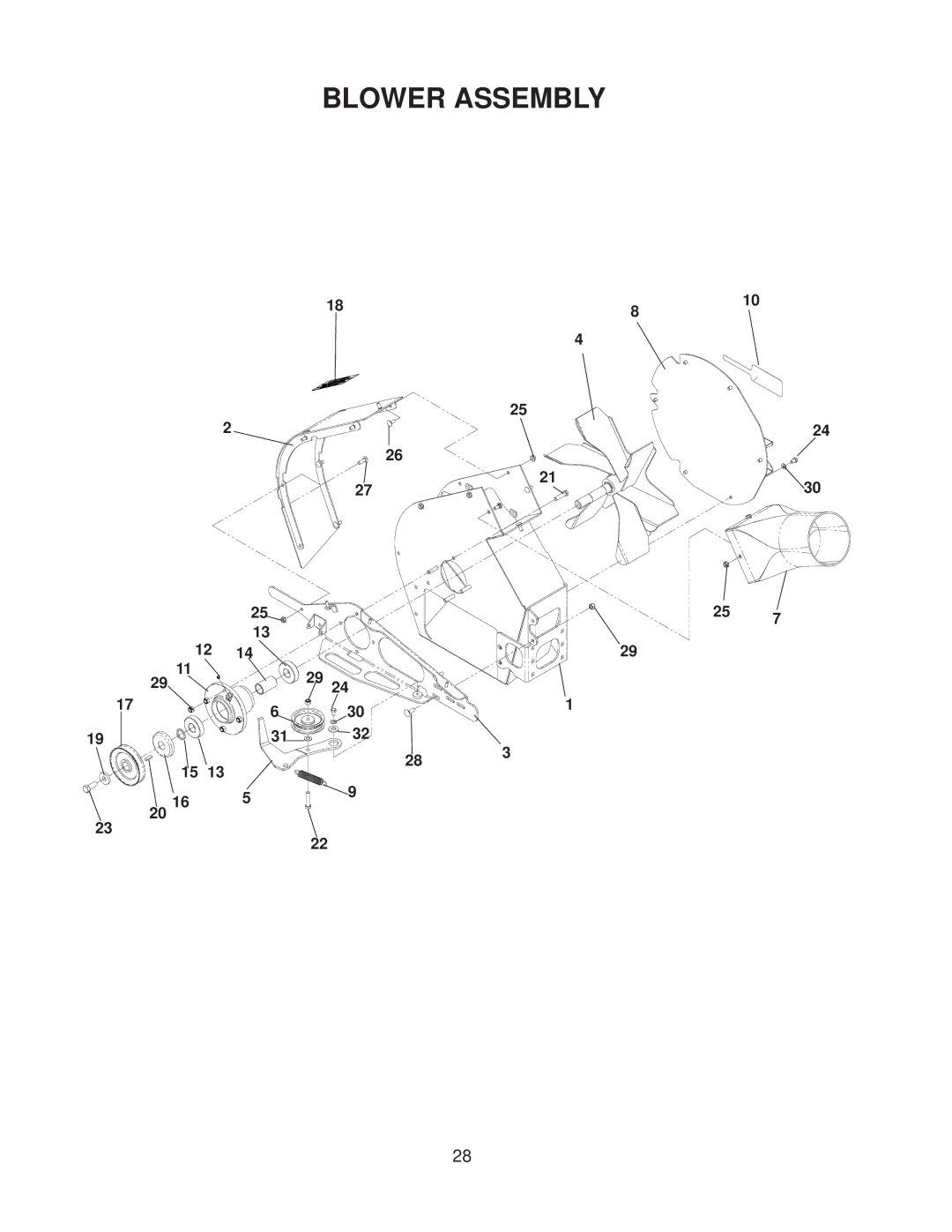 Dixon 114863 - DCK3 manual Blower Assembly 