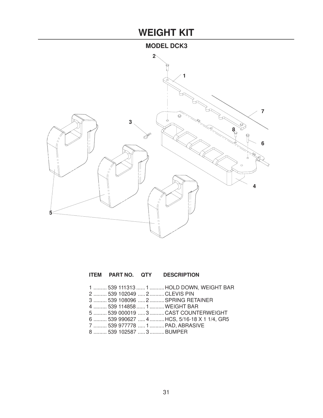 Dixon 114863 - DCK3 manual Model DCK3 