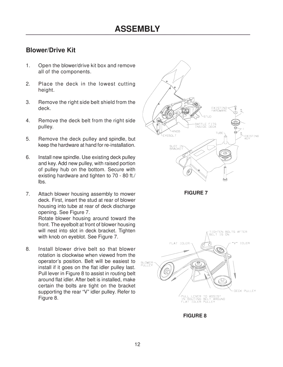 Dixon 114873 - DCG3 manual Blower/Drive Kit 