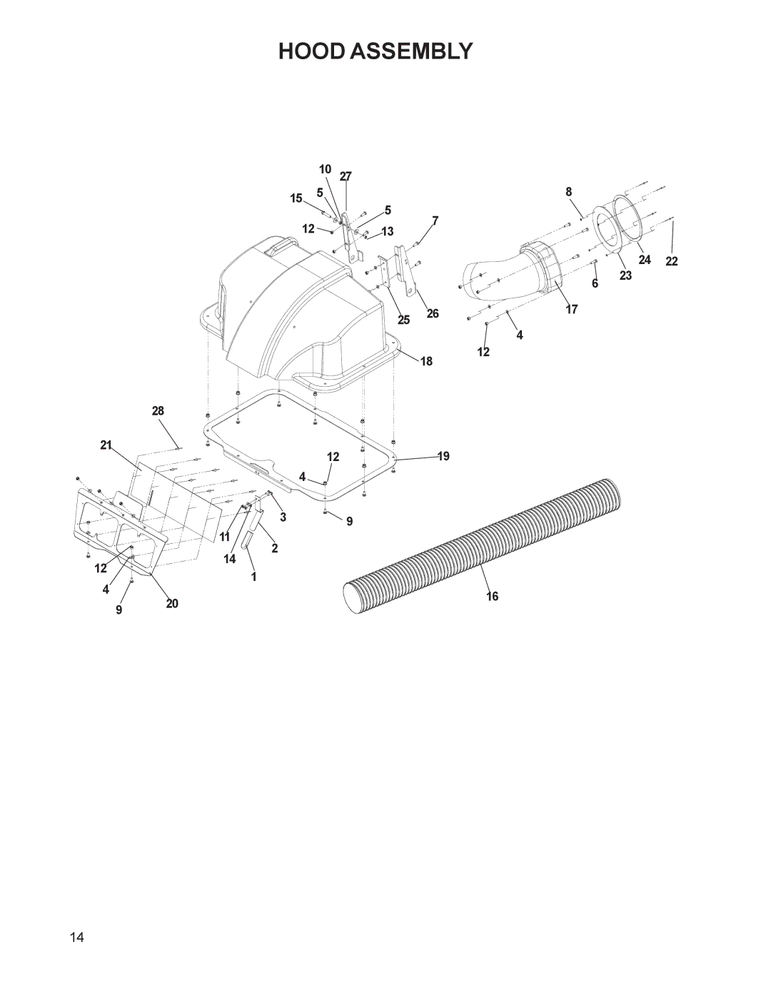 Dixon 114893 - DCK2, 114892-DCR2 manual Hood Assembly 