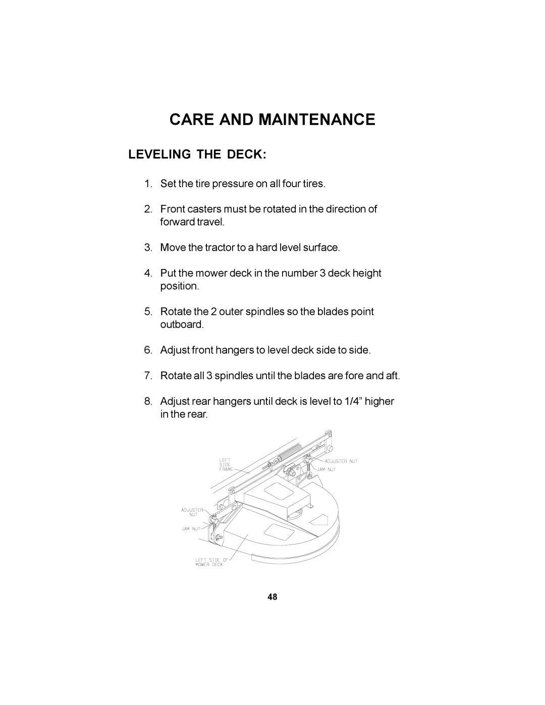 Dixon 12881-106 manual Leveling the Deck 