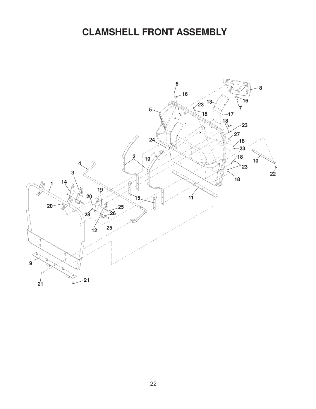 Dixon 130211 - DCKC, 130212 - DCRC manual Clamshell Front Assembly 