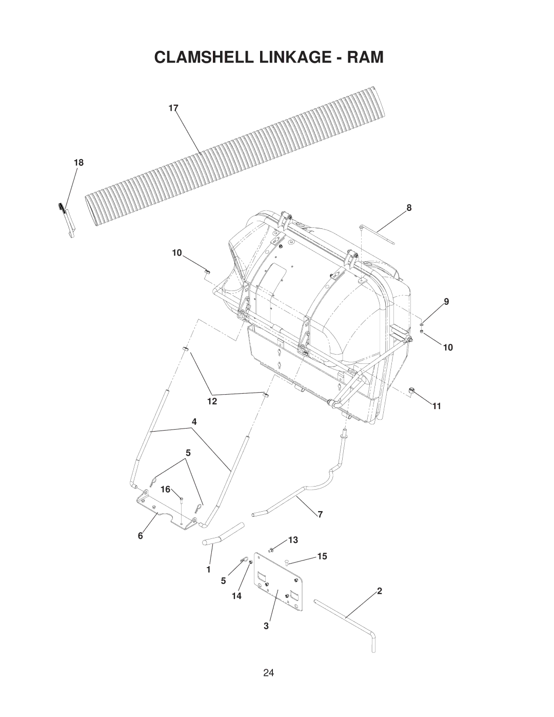 Dixon 130211 - DCKC, 130212 - DCRC manual Clamshell Linkage RAM 