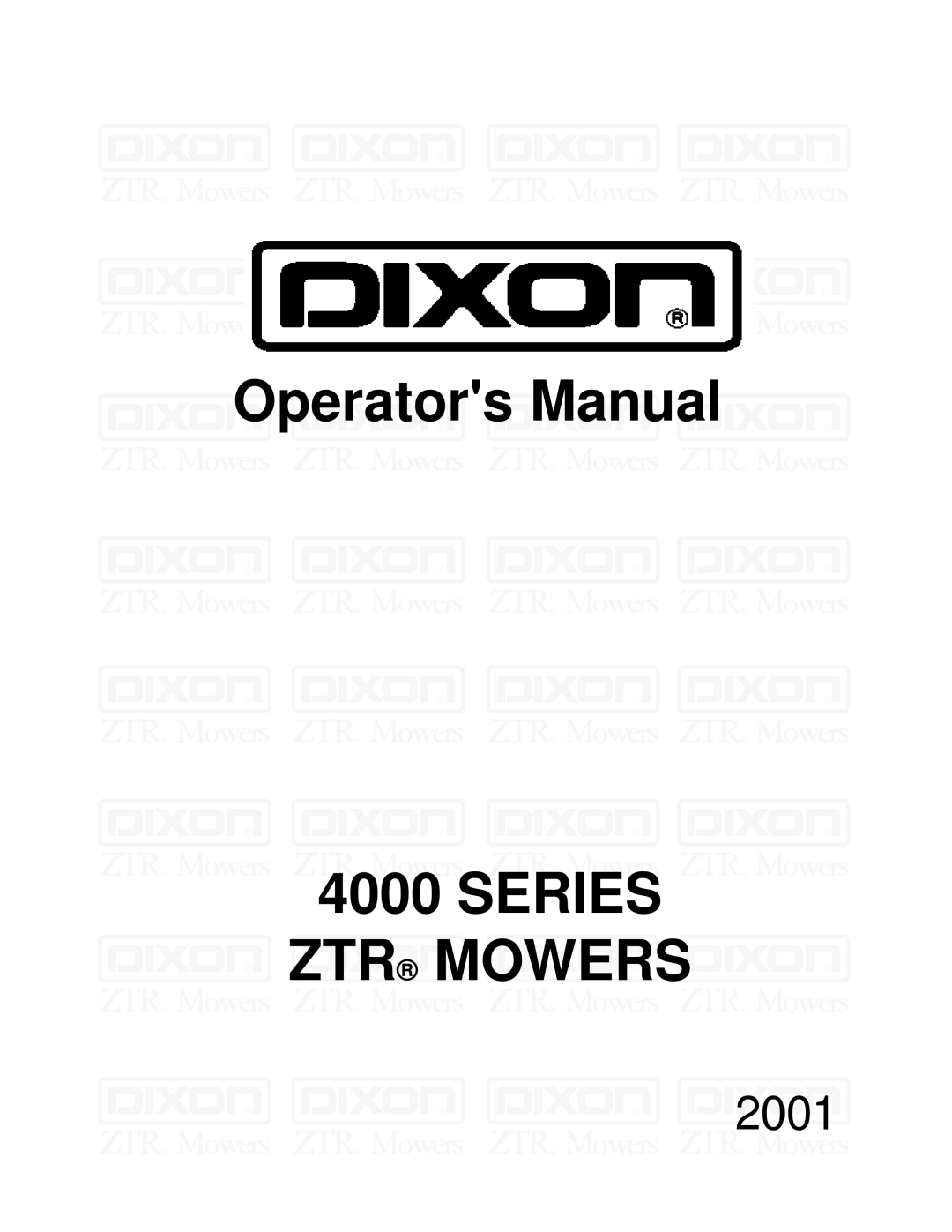 Dixon 13087-0400 manual Series ZTR Mowers 