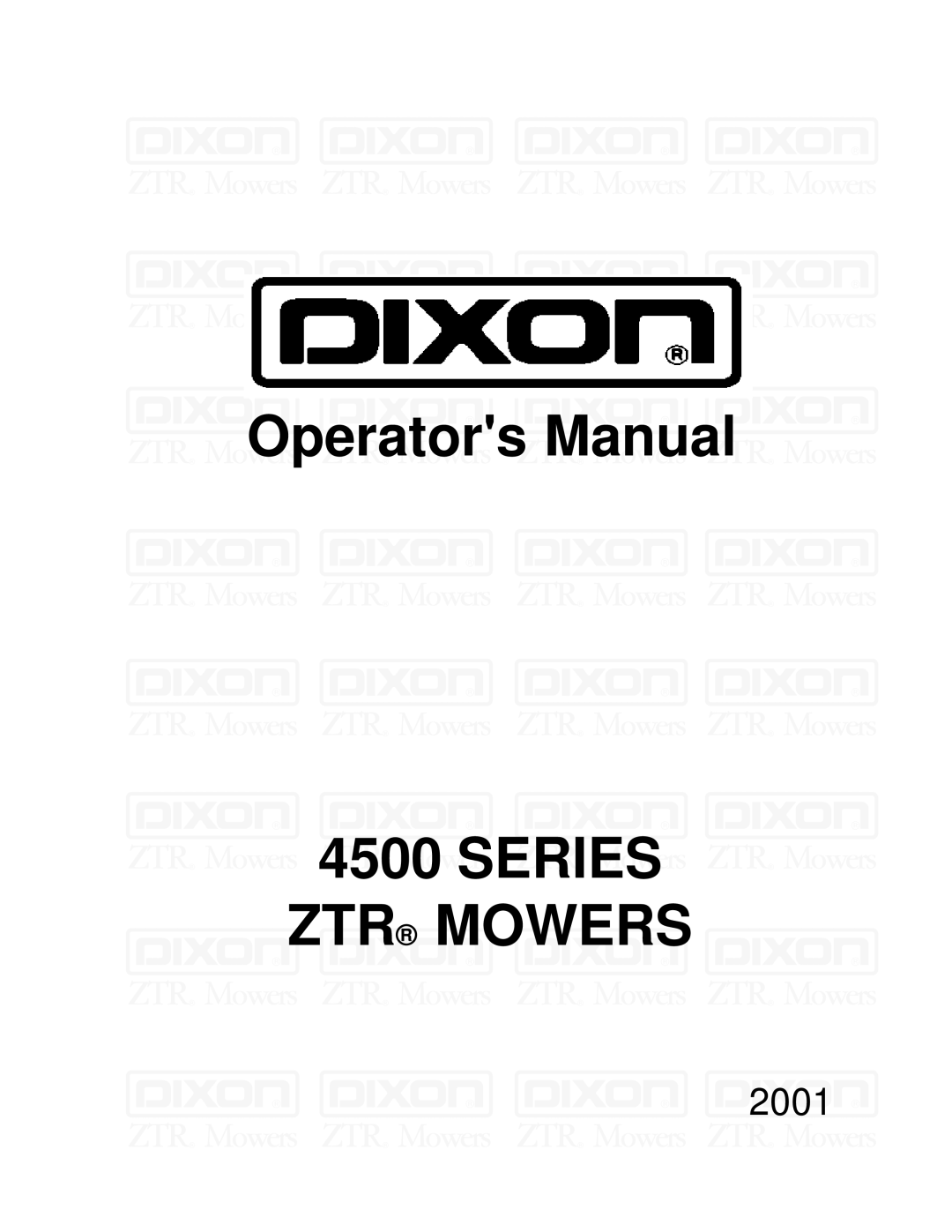 Dixon 13088-1100A manual ZTR Mowers 