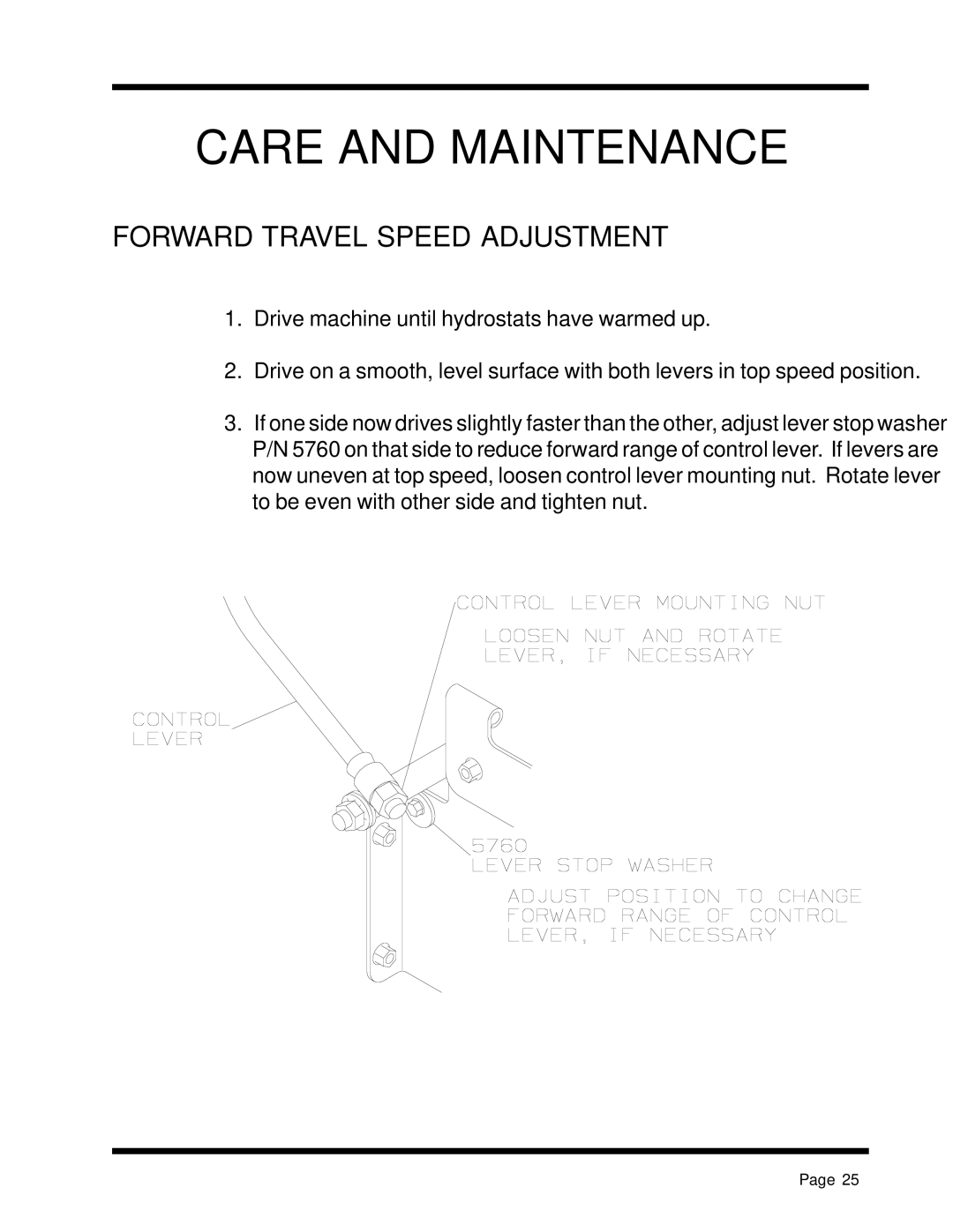 Dixon 13088-1100A manual Forward Travel Speed Adjustment 