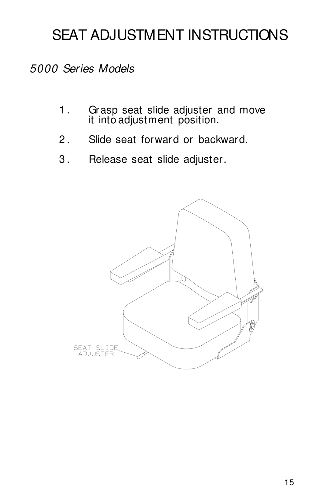 Dixon 13089-0601 manual Seat Adjustment Instructions, Series Models 