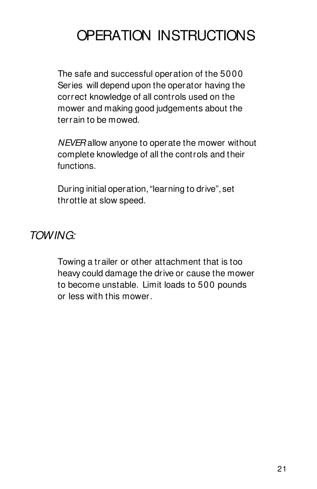 Dixon 13089-0601 manual Operation Instructions, Towing 