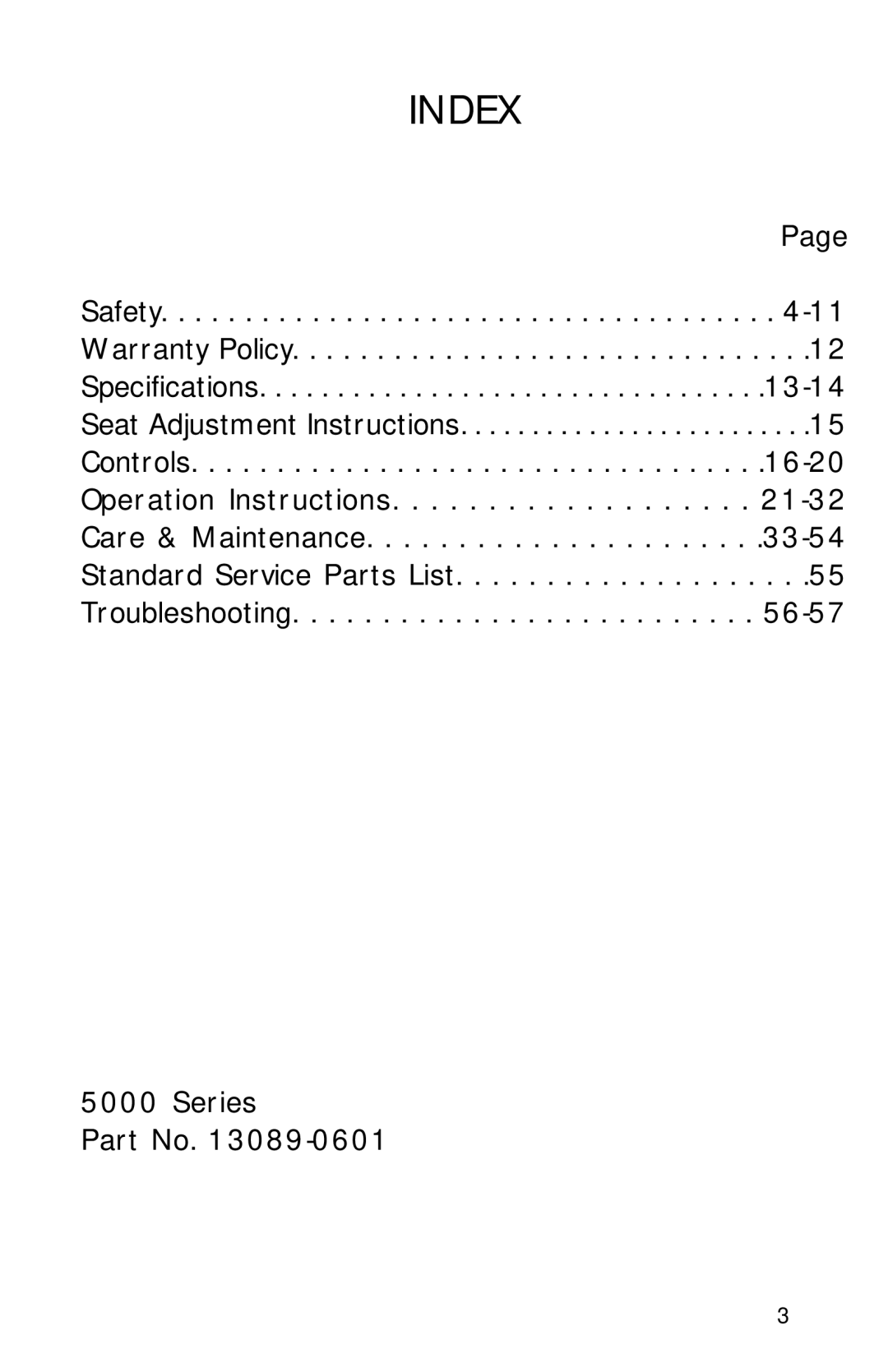 Dixon 13089-0601 manual Index 