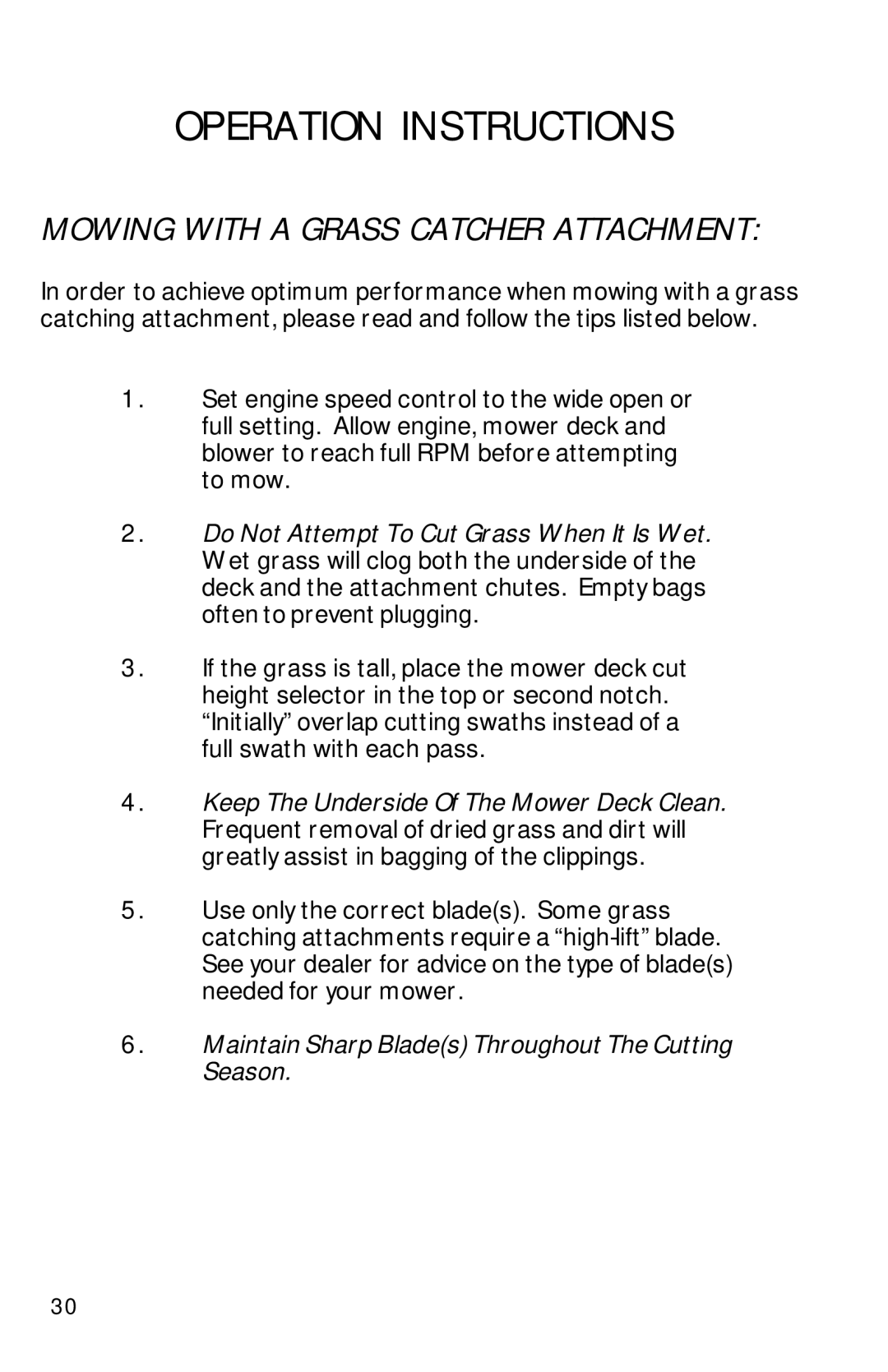 Dixon 13089-0601 manual Mowing with a Grass Catcher Attachment 