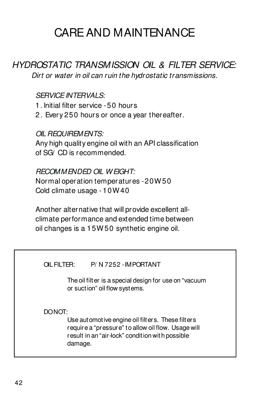 Dixon 13089-0601 manual Service Intervals 