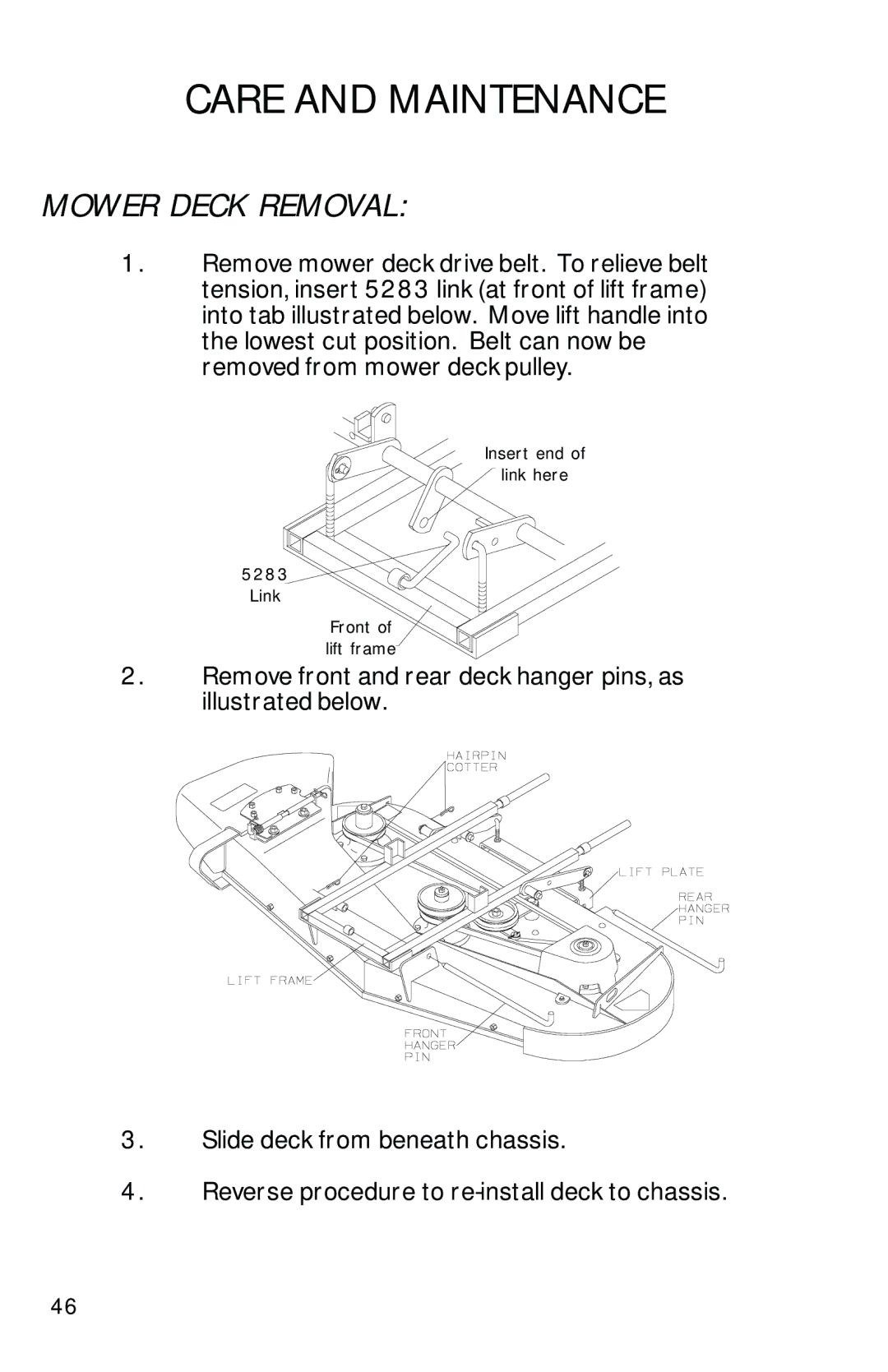 Dixon 13089-0601 manual Mower Deck Removal 