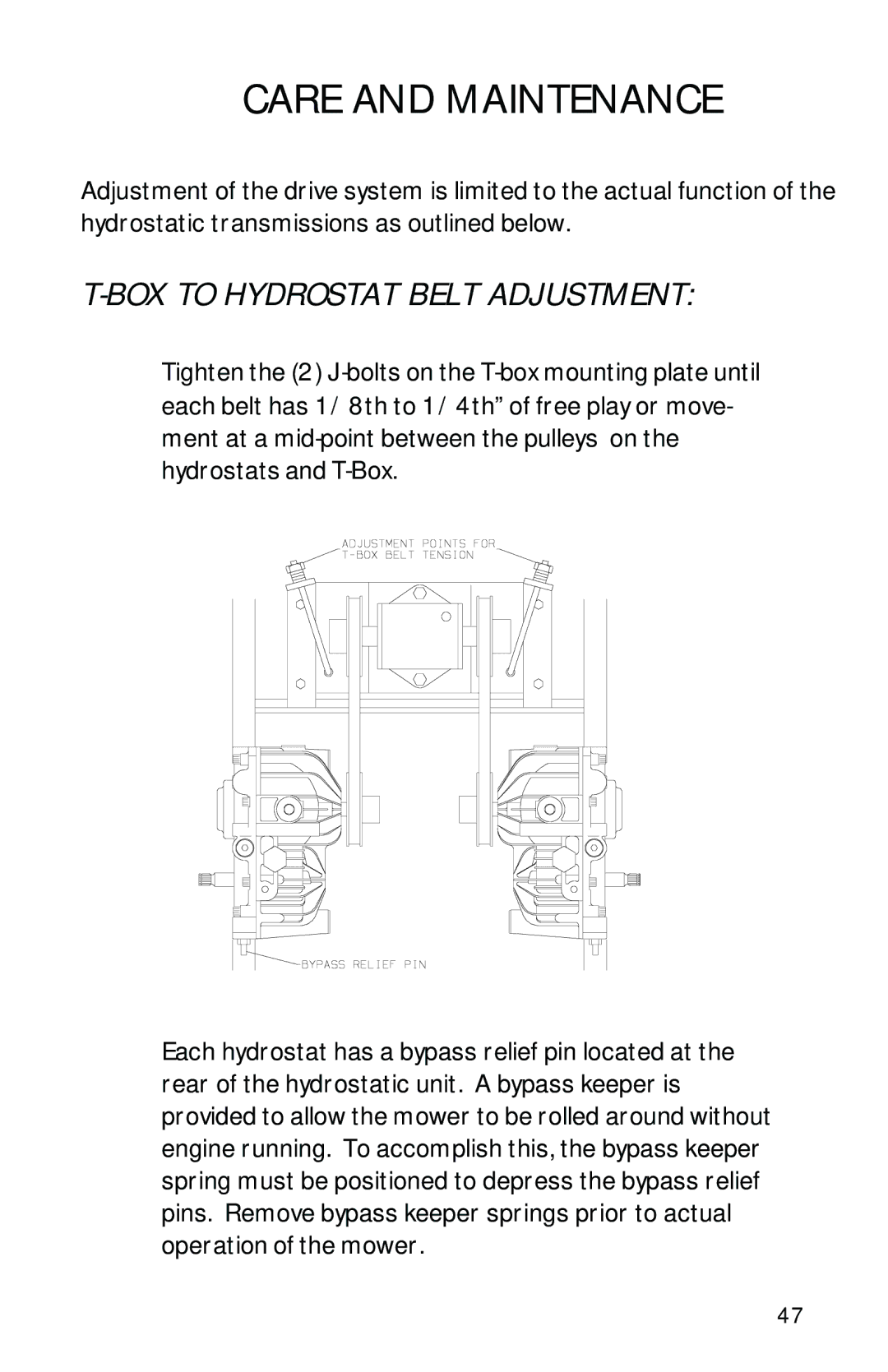 Dixon 13089-0601 manual BOX to Hydrostat Belt Adjustment 