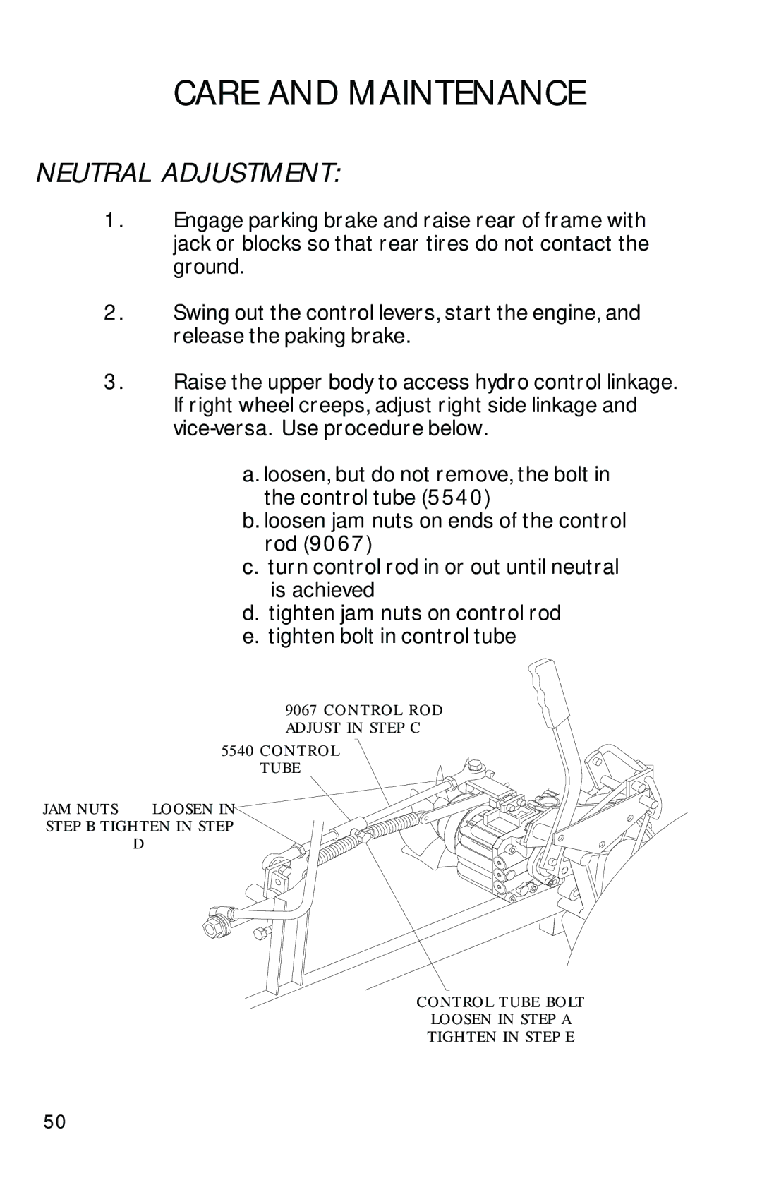 Dixon 13089-0601 manual Neutral Adjustment 