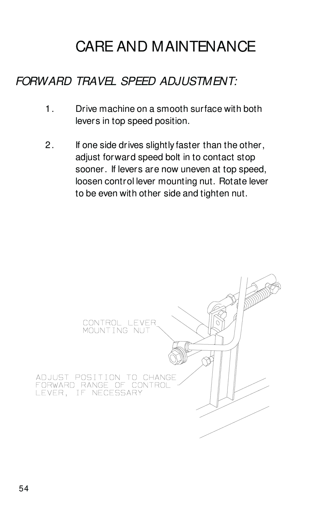 Dixon 13089-0601 manual Forward Travel Speed Adjustment 