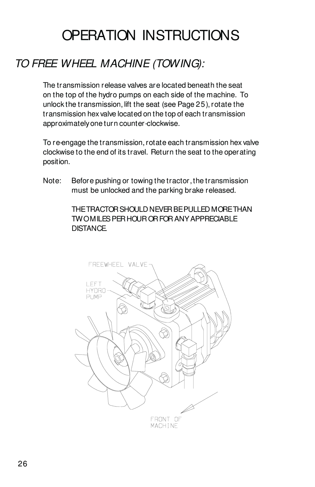 Dixon 13092-0901 manual To Free Wheel Machine Towing 