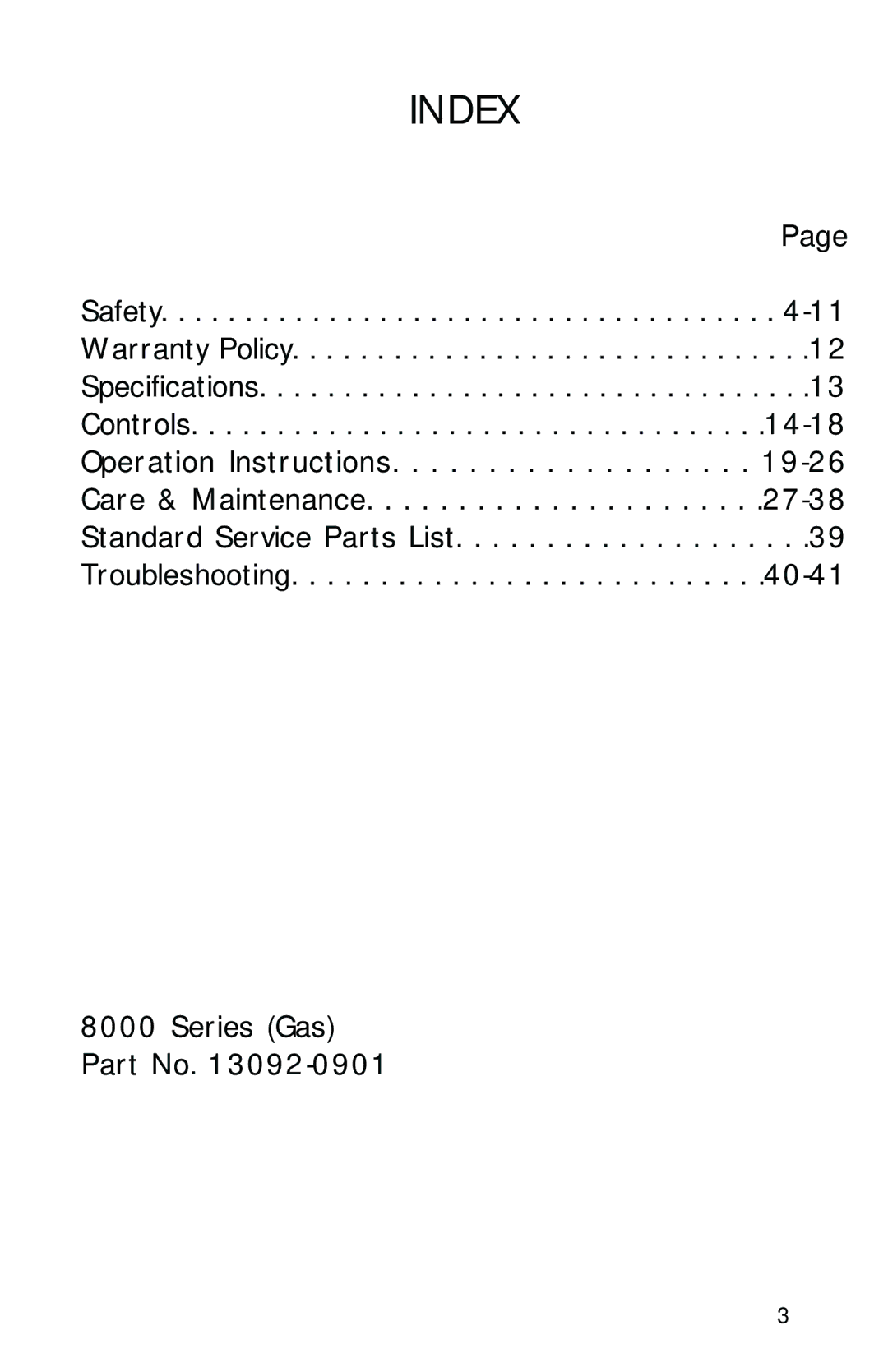 Dixon 13092-0901 manual Index 