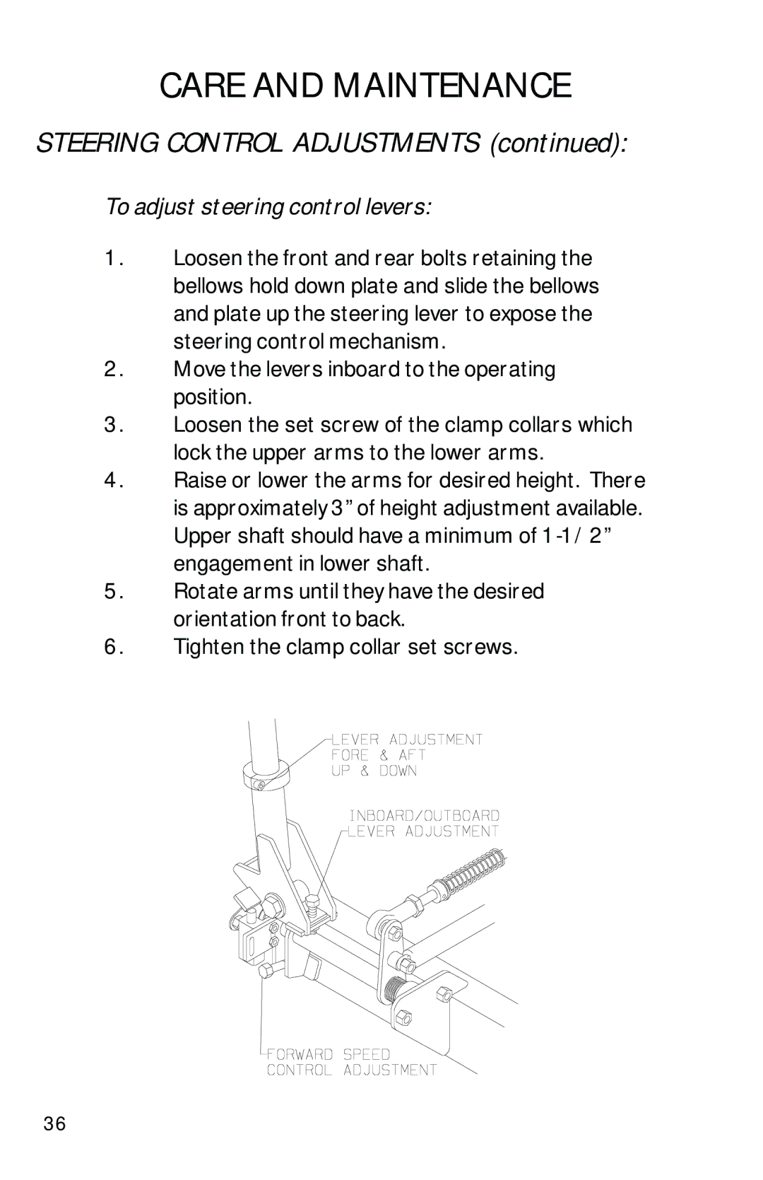 Dixon 13092-0901 manual Steering Control Adjustments 