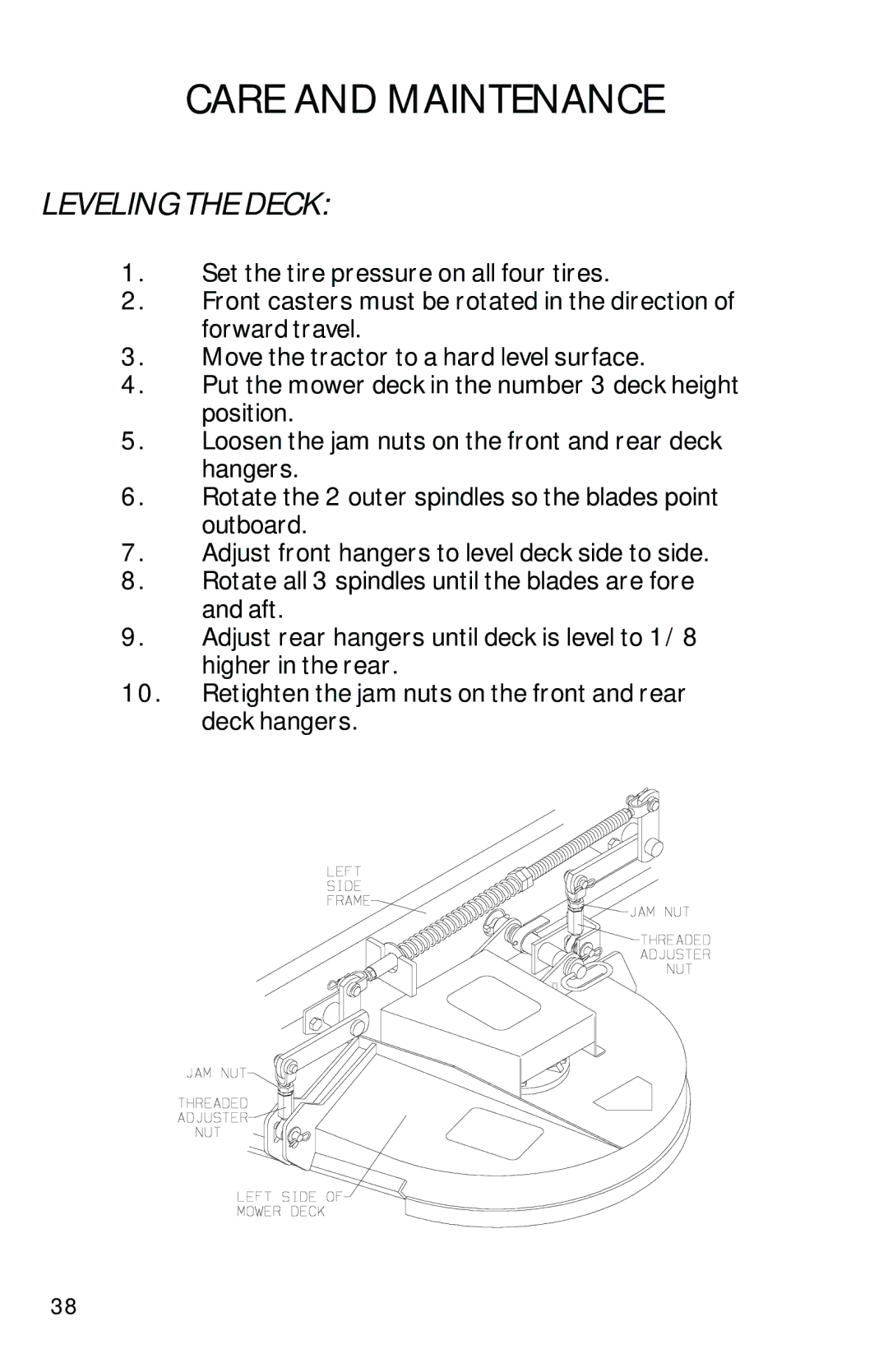 Dixon 13092-0901 manual Leveling the Deck 