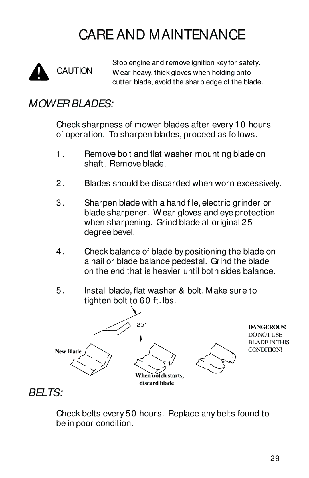 Dixon 13282-0801 manual Mower Blades, Belts 