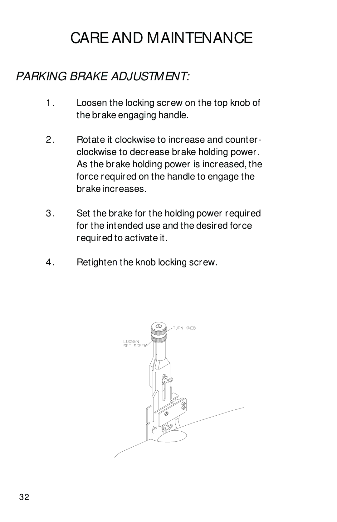 Dixon 13282-0801 manual Parking Brake Adjustment 