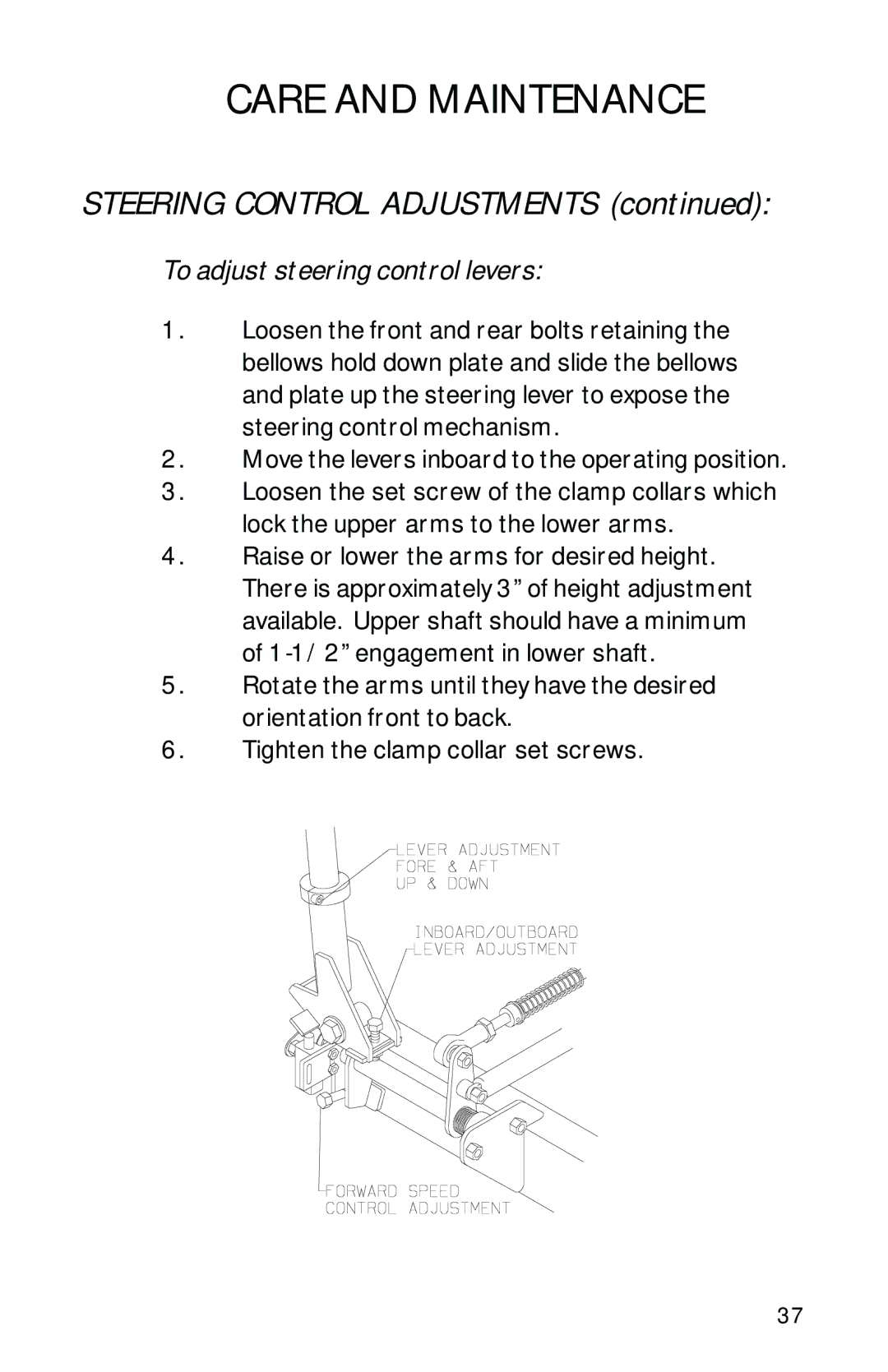 Dixon 13282-0801 manual Steering Control Adjustments, To adjust steering control levers 