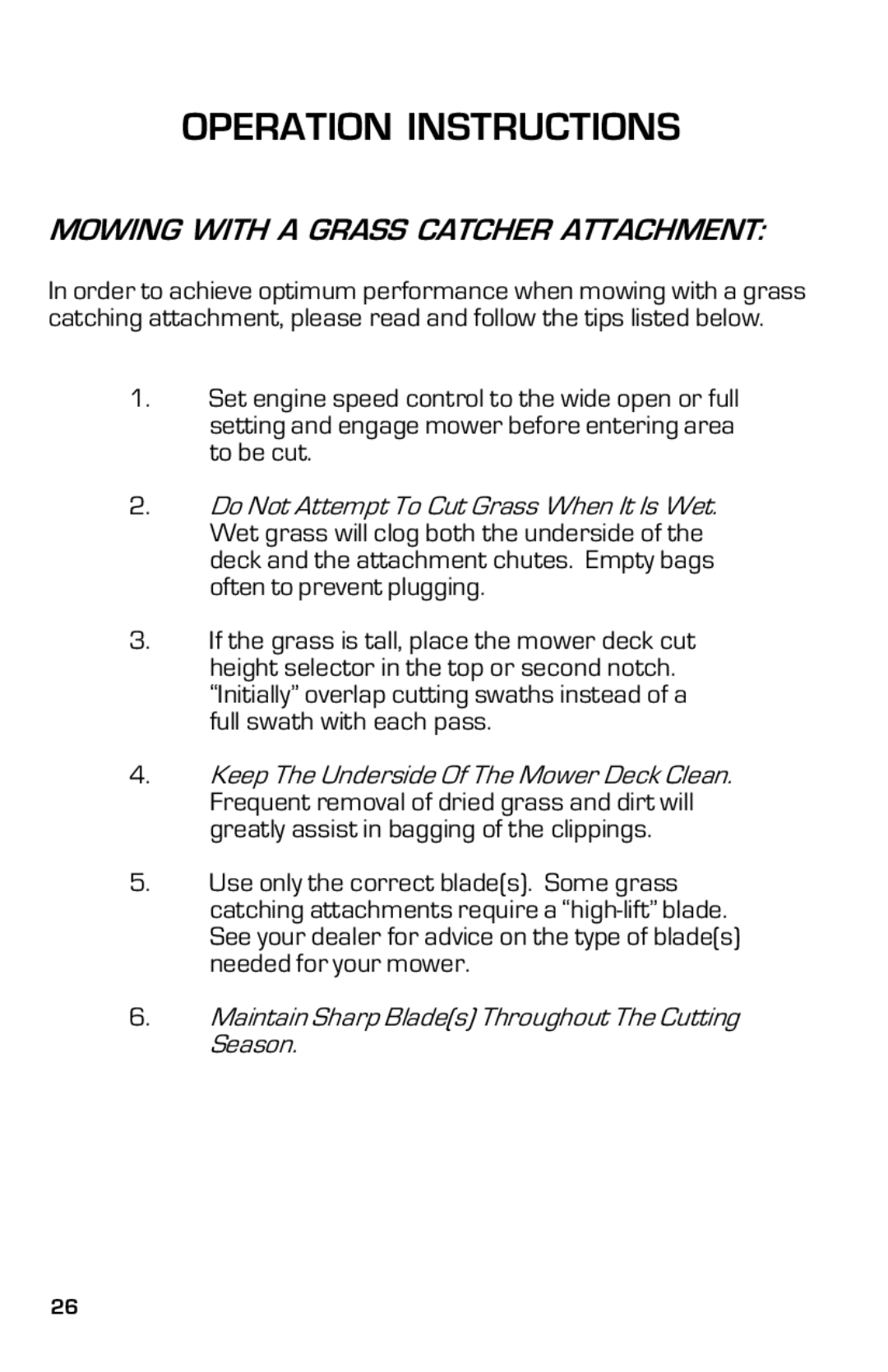 Dixon 13632-0702 manual Mowing with a Grass Catcher Attachment 