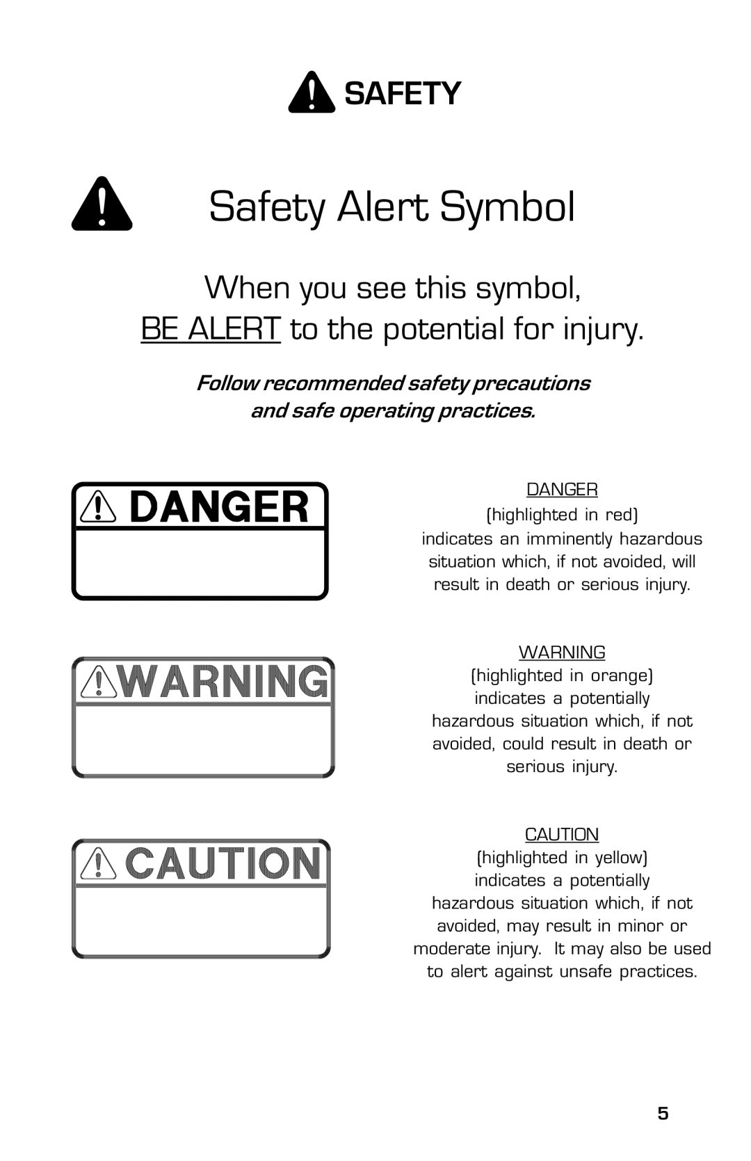 Dixon 13632-0702 manual Safety Alert Symbol 