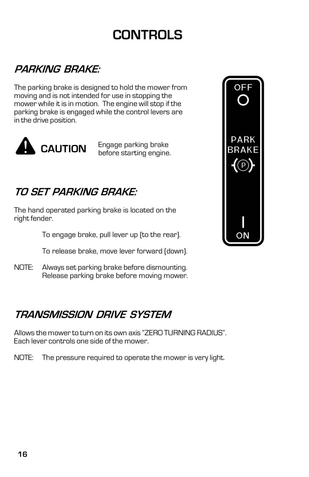 Dixon 13633-0702 manual To SET Parking Brake, Transmission Drive System 