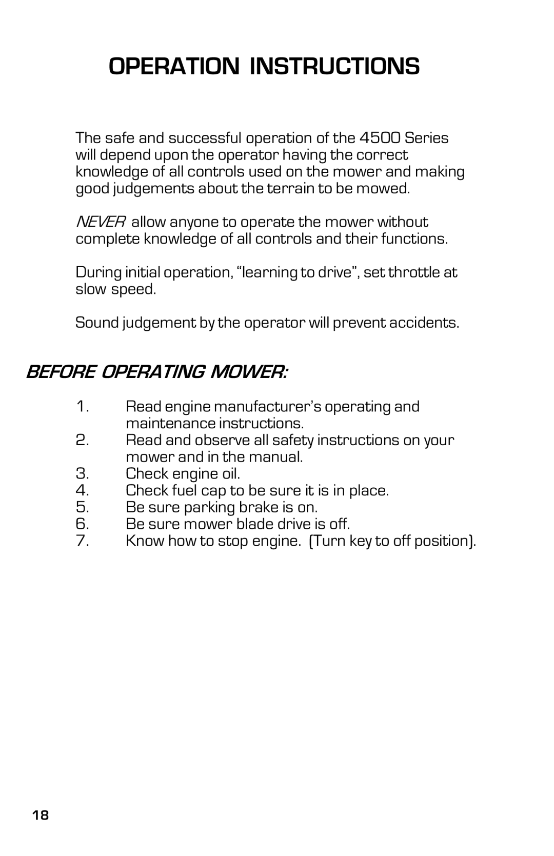 Dixon 13633-0702 manual Operation Instructions, Before Operating Mower 