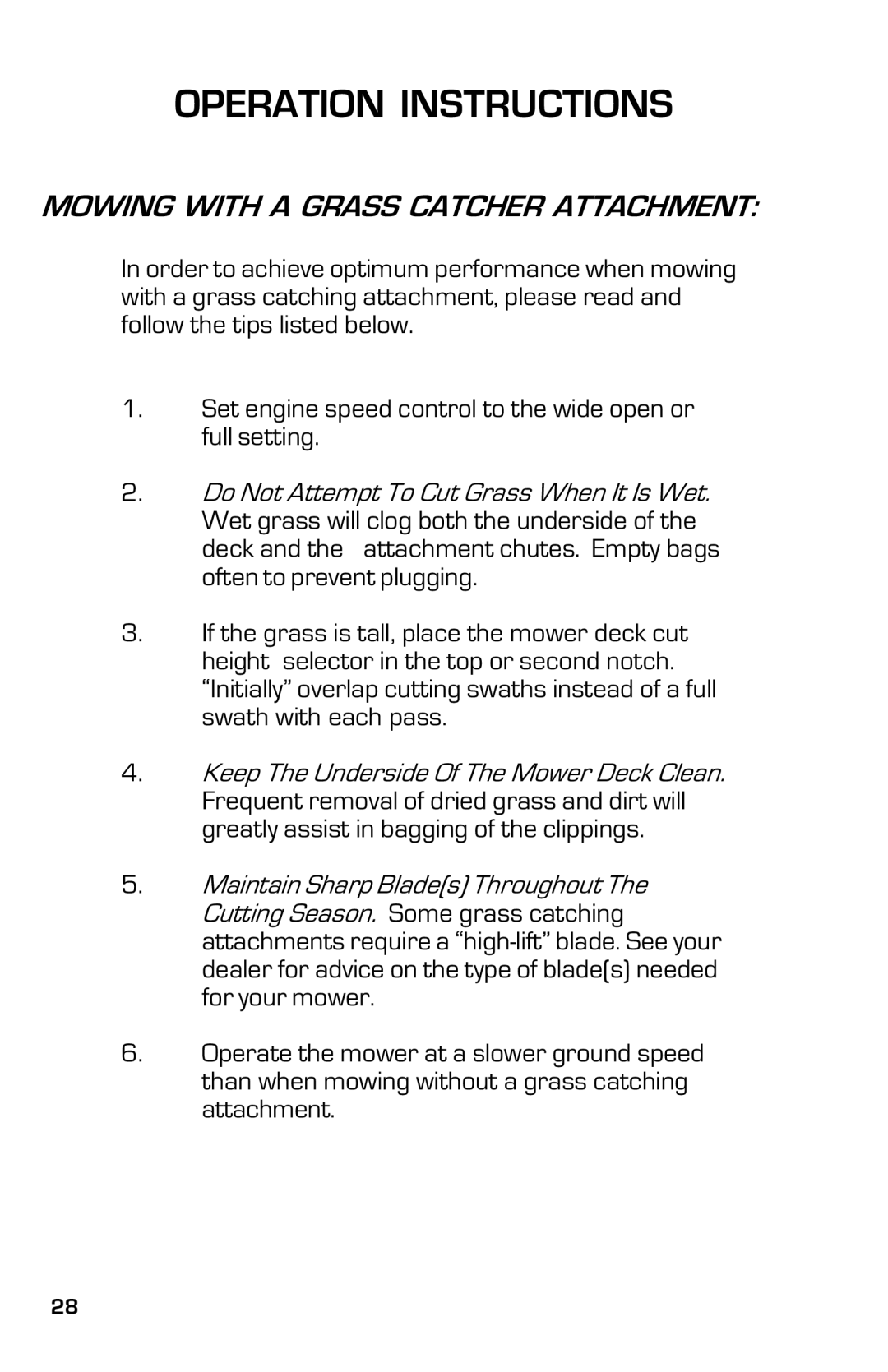 Dixon 13633-0702 manual Mowing with a Grass Catcher Attachment 