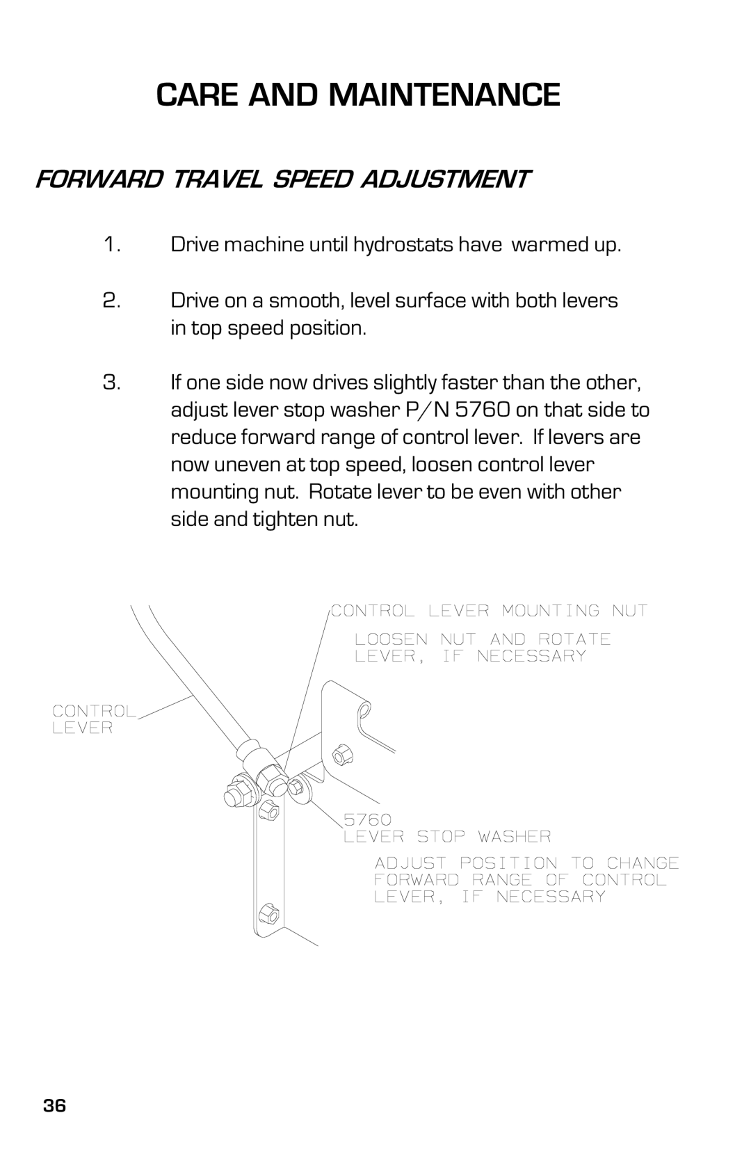 Dixon 13633-0702 manual Forward Travel Speed Adjustment 