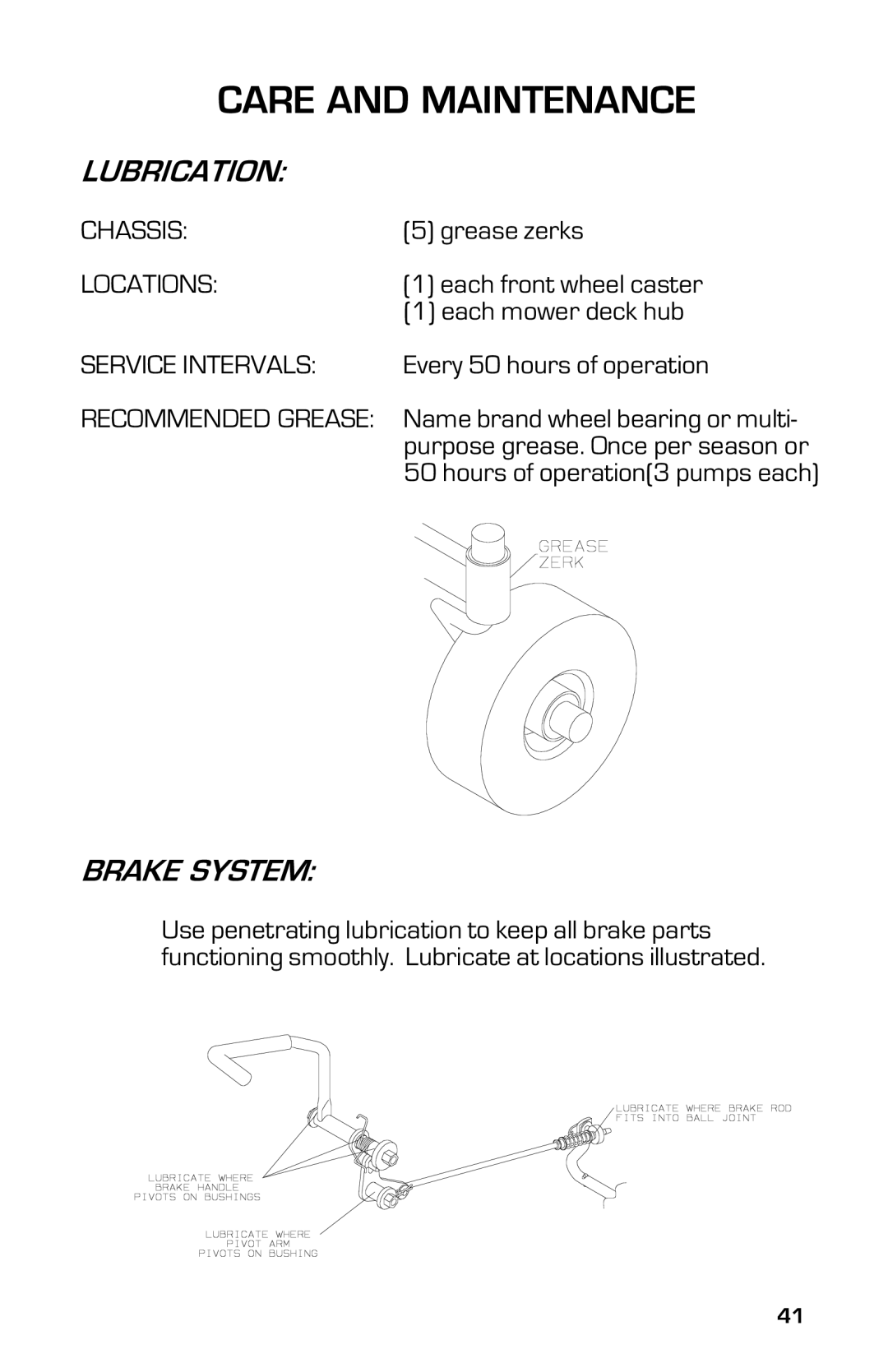 Dixon 13633-0702 manual Lubrication, Brake System, Chassis, Locations, Service Intervals 