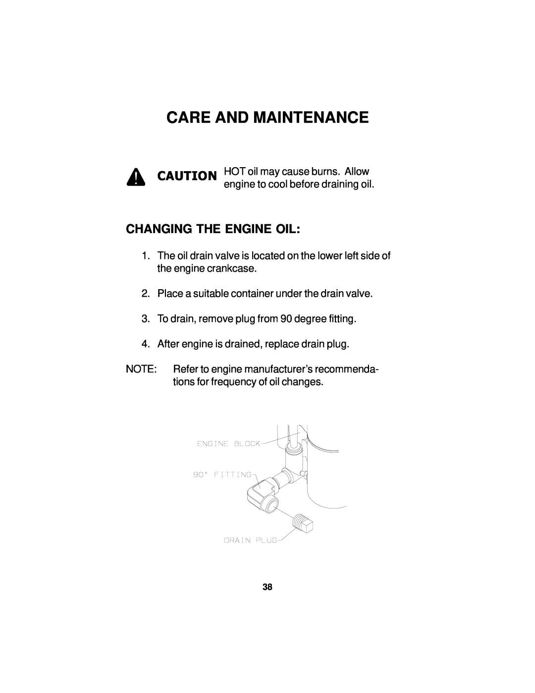 Dixon 14295-0804 manual Changing The Engine Oil, Care And Maintenance 