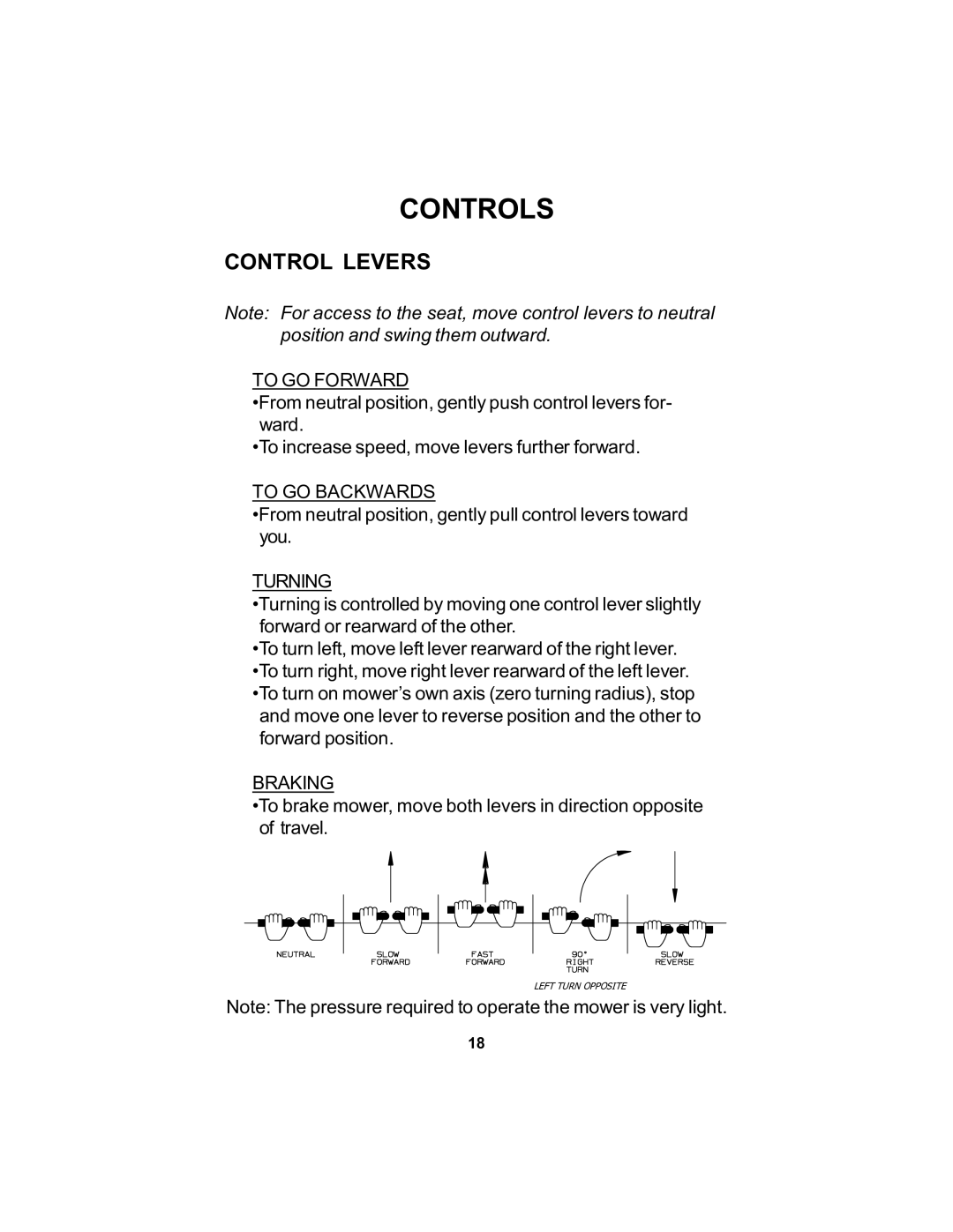 Dixon 16463-106 manual Controls, Control Levers 