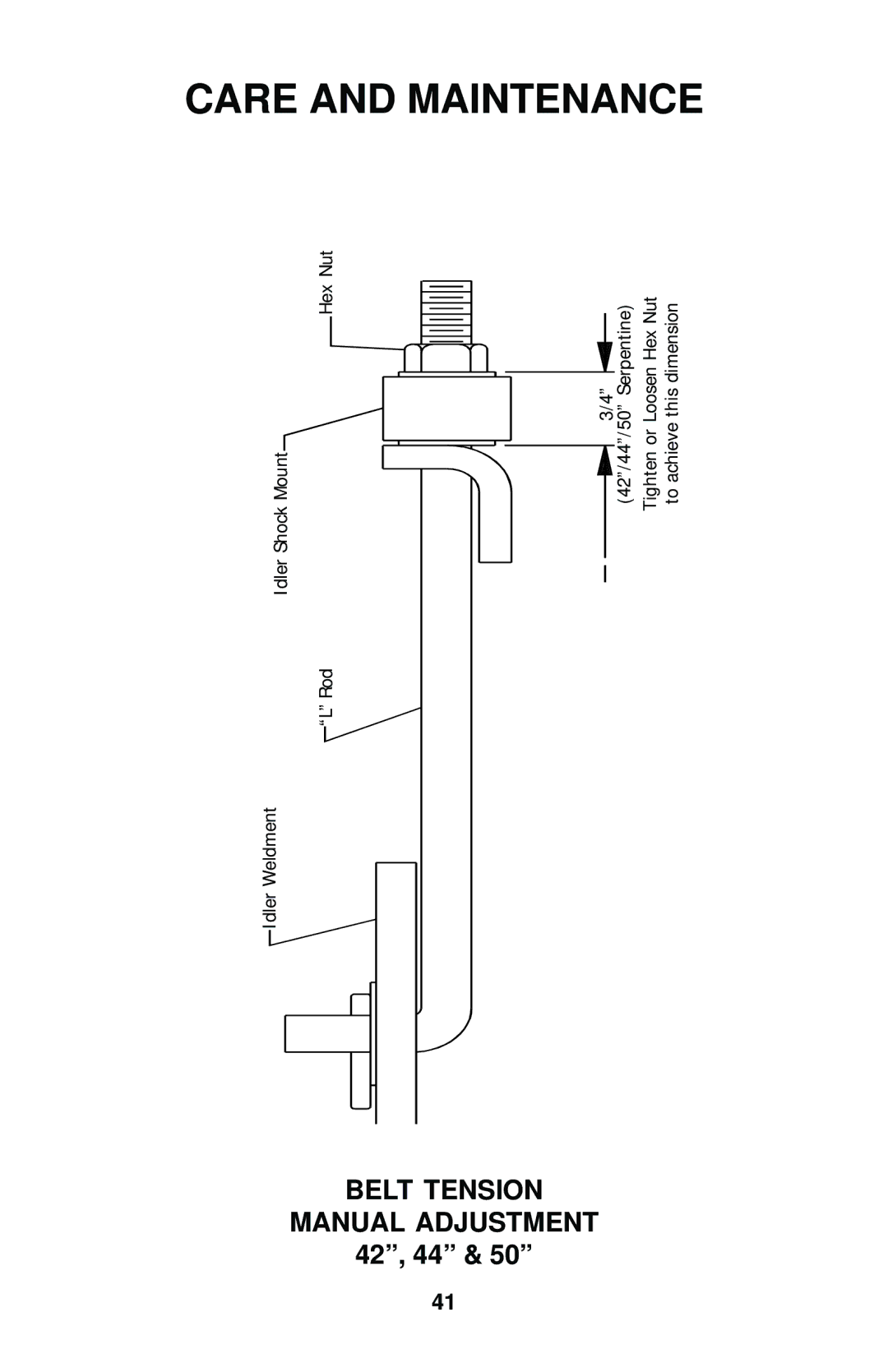 Dixon 17823-0704 manual Belt Tension Manual Adjustment 