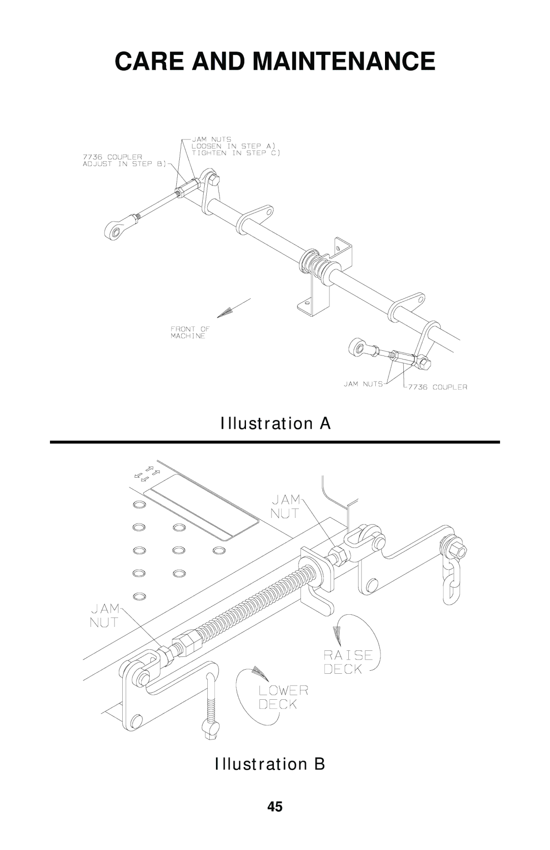 Dixon 17823-0704 manual Illustration a Illustration B 