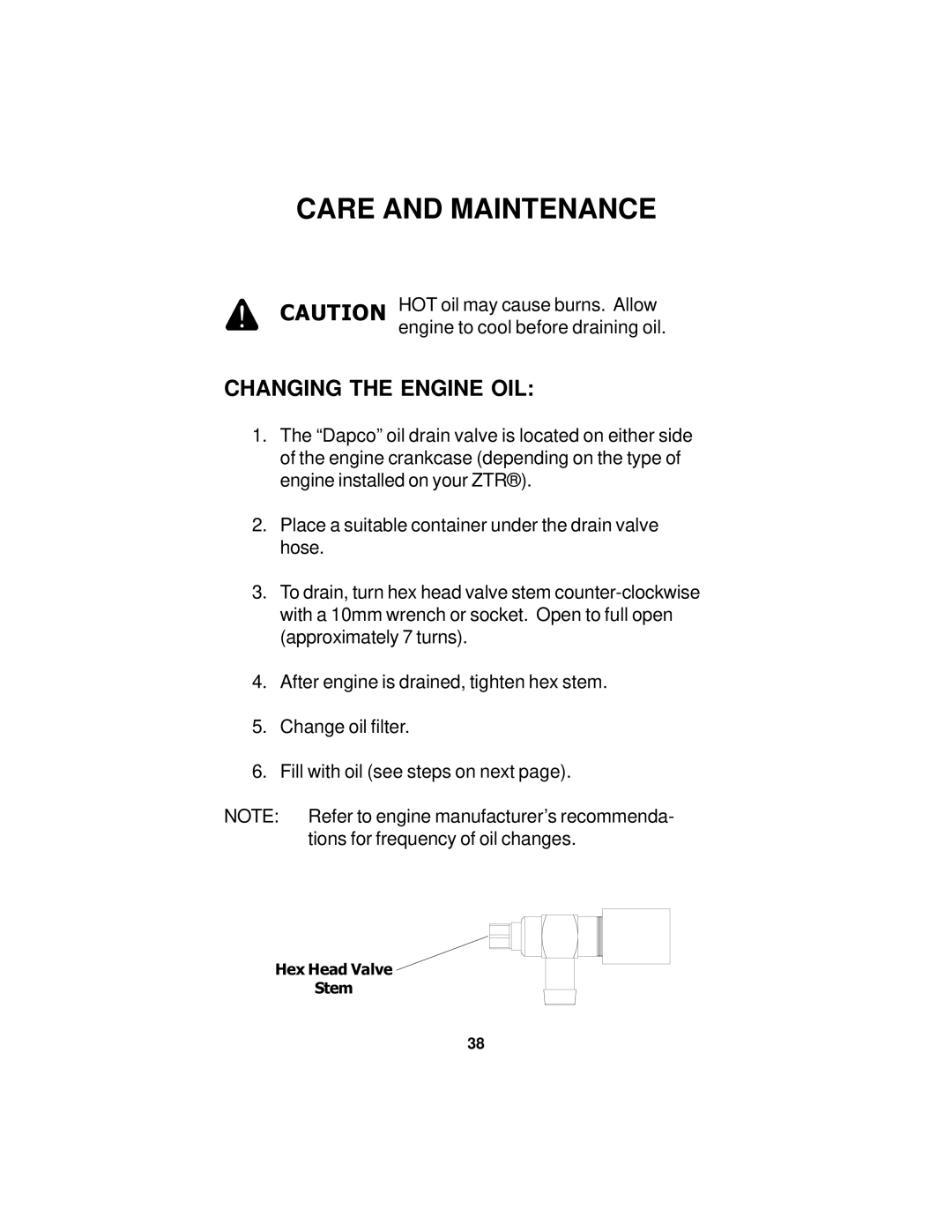 Dixon 18124-0804 manual Changing the Engine OIL 