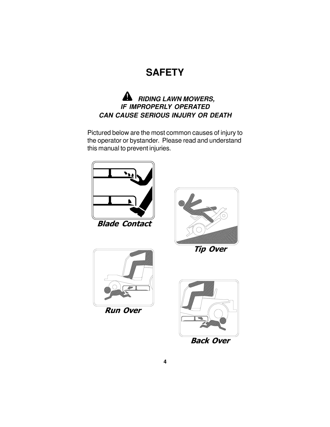 Dixon 18124-0804 manual Safety 