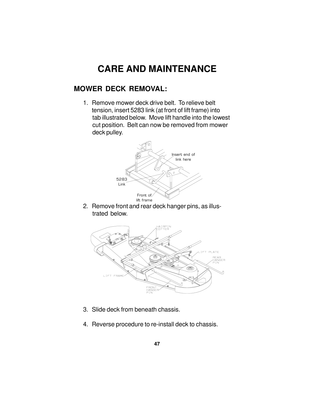 Dixon 18124-0804 manual Mower Deck Removal 