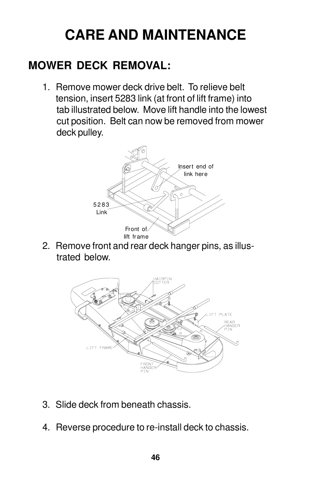 Dixon 18134-1004 manual Mower Deck Removal 